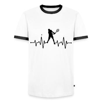 Tennis Heartbeat - Men's Ringer Shirt - white/black - Front - AI Model Female 172 light (172cm) & AI Model Male 178 dark (178cm)
