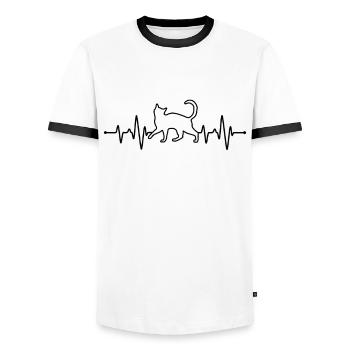 Katzen Herzschlag - Männer Kontrast-T-Shirt - Weiß/Schwarz - Vorne - AI Model Female 172 light (172cm) & AI Model Male 178 dark (178cm)