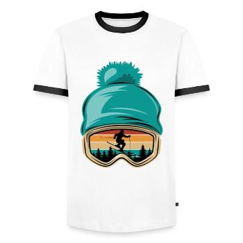 Lunettes de ski, Après-ski, Sports d’hiver, Vacances au ski - T-shirt contrasté Homme - blanc/noir - Devant - AI Model Female 172 light (172cm) & AI Model Male 178 dark (178cm)
