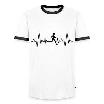 Runner Heartbeat - Men's Ringer Shirt - white/black - Front - AI Model Female 172 light (172cm) & AI Model Male 178 dark (178cm)