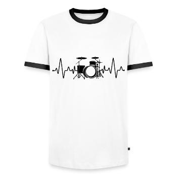 Drums Herzschlag - Männer Kontrast-T-Shirt - Weiß/Schwarz - Vorne - AI Model Female 172 light (172cm) & AI Model Male 178 dark (178cm)