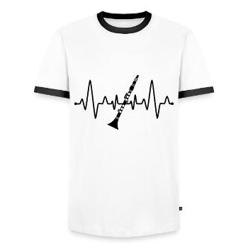 Battement de cœur clarinettiste - T-shirt contrasté Homme - blanc/noir - Devant - AI Model Female 172 light (172cm) & AI Model Male 178 dark (178cm)