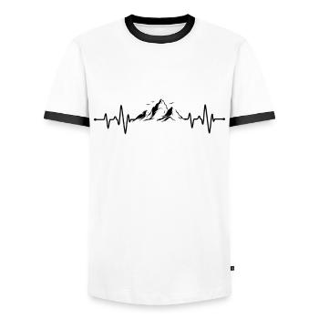Mountains Heartbeat - Men's Ringer Shirt - white/black - Front - AI Model Female 172 light (172cm) & AI Model Male 178 dark (178cm)