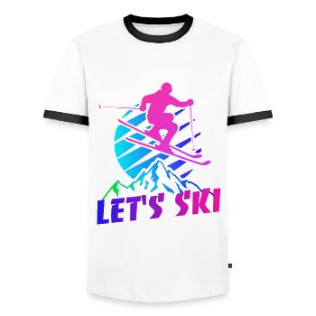 Let's Ski, 80er Retro, Apres Ski, Wintersport, Ski - Männer Kontrast-T-Shirt - Weiß/Schwarz - Vorne - AI Model Female 172 light (172cm) & AI Model Male 178 dark (178cm)