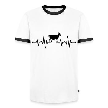Battement de cœur de la chèvre - T-shirt contrasté Homme - blanc/noir - Devant - AI Model Female 172 light (172cm) & AI Model Male 178 dark (178cm)