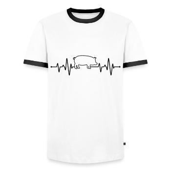 Pig Heartbeat - Men's Ringer Shirt - white/black - Front - AI Model Female 172 light (172cm) & AI Model Male 178 dark (178cm)