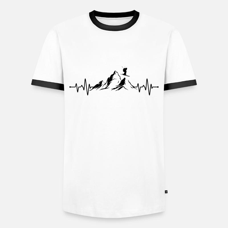 Ski Herzschlag - Männer Kontrast-T-Shirt - Weiß/Schwarz