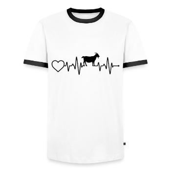 Battement de cœur de la chèvre - T-shirt contrasté Homme - blanc/noir - Devant - AI Model Female 172 light (172cm) & AI Model Male 178 dark (178cm)