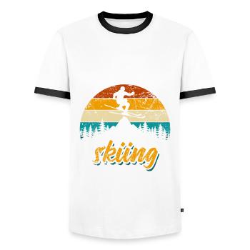 Je préfère skier - Ski, Après-ski, Sports d'hiver - T-shirt contrasté Homme - blanc/noir - Devant - AI Model Female 172 light (172cm) & AI Model Male 178 dark (178cm)