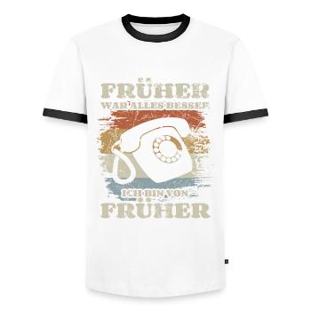 Festnetz Telefon - Früher war alles besser - Männer Kontrast-T-Shirt - Weiß/Schwarz - Vorne - AI Model Female 172 light (172cm) & AI Model Male 178 dark (178cm)