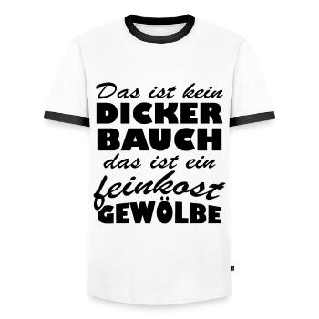 Bauch das ist ein feinkost gewölbe - Männer Kontrast-T-Shirt - Weiß/Schwarz - Vorne - AI Model Female 172 light (172cm) & AI Model Male 178 dark (178cm)