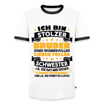 Ich stolzer bruder wundervollen lieben schwester - Männer Kontrast-T-Shirt - Weiß/Schwarz - Vorne - AI Model Female 172 light (172cm) & AI Model Male 178 dark (178cm)