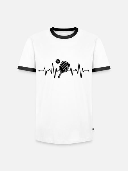 Pickleball Player Heartbeat - Men's Ringer Shirt - white/black