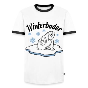 Winterbader Eisbaden Eisbad Spruch - Männer Kontrast-T-Shirt - Weiß/Schwarz - Vorne - AI Model Female 172 light (172cm) & AI Model Male 178 dark (178cm)
