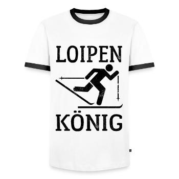 Loipen König Ski Langlauf, Wintersport, Skiurlaub - Männer Kontrast-T-Shirt - Weiß/Schwarz - Vorne - AI Model Female 172 light (172cm) & AI Model Male 178 dark (178cm)