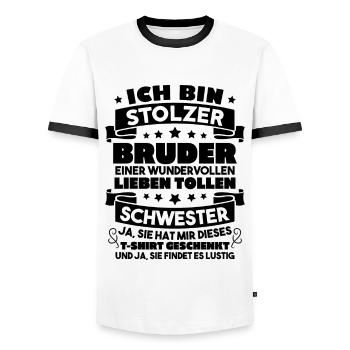 Ich stolzer bruder wundervollen lieben schwester - Männer Kontrast-T-Shirt - Weiß/Schwarz - Vorne - AI Model Female 172 light (172cm) & AI Model Male 178 dark (178cm)