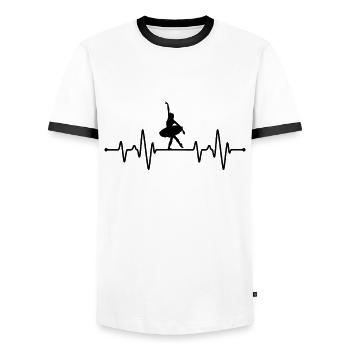 Ballett Tänzerin Herzschlag - Männer Kontrast-T-Shirt - Weiß/Schwarz - Vorne - AI Model Female 172 light (172cm) & AI Model Male 178 dark (178cm)