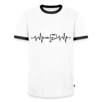 Electrical Engineering Heartbeat - Men's Ringer Shirt - white/black - Front - AI Model Female 172 light (172cm) & AI Model Male 178 dark (178cm)