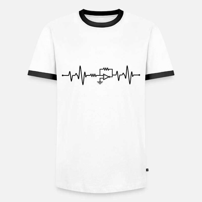 Electrical Engineering Heartbeat - Men's Ringer Shirt - white/black