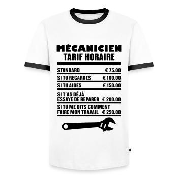 Mécanicien Tarif Horaire - T-shirt contrasté Homme - blanc/noir - Devant - AI Model Female 172 light (172cm) & AI Model Male 178 dark (178cm)