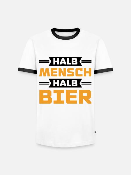 Halb mensch halb bier - Männer Kontrast-T-Shirt - Weiß/Schwarz