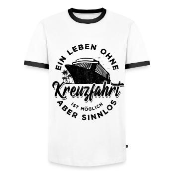 Ein Leben ohne Kreuzfahrt ist möglich aber sinnlos - Männer Kontrast-T-Shirt - Weiß/Schwarz - Vorne - AI Model Female 172 light (172cm) & AI Model Male 178 dark (178cm)