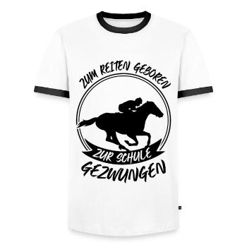 Zum reiten geboren zur schule gezwungen - Männer Kontrast-T-Shirt - Weiß/Schwarz - Vorne - AI Model Female 172 light (172cm) & AI Model Male 178 dark (178cm)