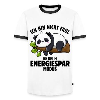 Panda - Ich bin nicht faul - im Energiespar Modus - Männer Kontrast-T-Shirt - Weiß/Schwarz - Vorne - AI Model Female 172 light (172cm) & AI Model Male 178 dark (178cm)