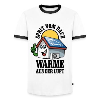 Öko Haus Sprit vom Dach Wärme aus der Luft - Männer Kontrast-T-Shirt - Weiß/Schwarz - Vorne - AI Model Female 172 light (172cm) & AI Model Male 178 dark (178cm)