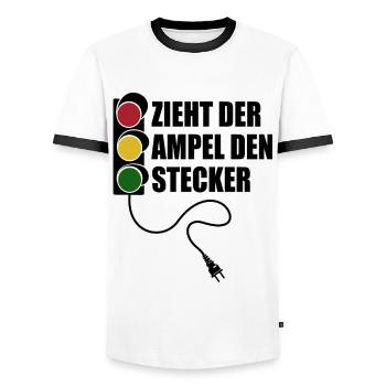 Zieht der Ampel den Stecker - Spruch - Männer Kontrast-T-Shirt - Weiß/Schwarz - Vorne - AI Model Female 172 light (172cm) & AI Model Male 178 dark (178cm)