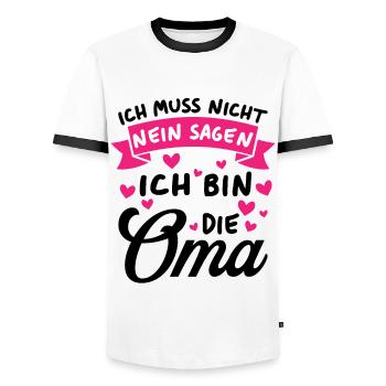 Ich Muss Nicht Nein Sagen Ich Bin Die Oma - Männer Kontrast-T-Shirt - Weiß/Schwarz - Vorne - AI Model Female 172 light (172cm) & AI Model Male 178 dark (178cm)