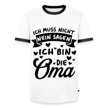 Ich Muss Nicht Nein Sagen Ich Bin Die Oma - Männer Kontrast-T-Shirt - Weiß/Schwarz - Vorne - AI Model Female 172 light (172cm) & AI Model Male 178 dark (178cm)