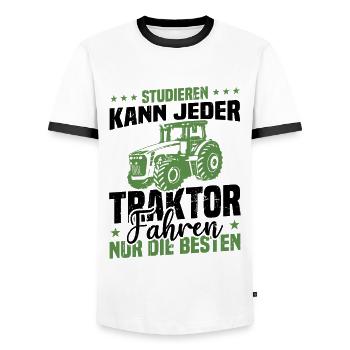 Studieren kann jeder traktor fahren nur die besten - Männer Kontrast-T-Shirt - Weiß/Schwarz - Vorne - AI Model Female 172 light (172cm) & AI Model Male 178 dark (178cm)