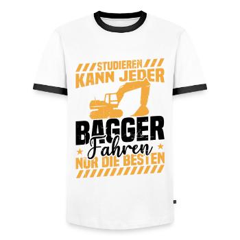 Studieren kann jeder bagger fahren nur die besten - Männer Kontrast-T-Shirt - Weiß/Schwarz - Vorne - AI Model Female 172 light (172cm) & AI Model Male 178 dark (178cm)
