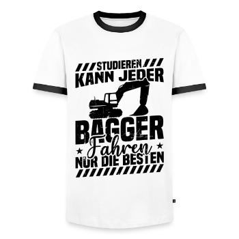 Every excavator can only be studied by the best - Men's Ringer Shirt - white/black - Front - AI Model Female 172 light (172cm) & AI Model Male 178 dark (178cm)