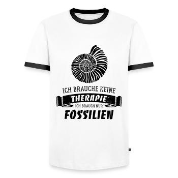 Ich brauche keine Therapie - nur Fossilien - Männer Kontrast-T-Shirt - Weiß/Schwarz - Vorne - AI Model Female 172 light (172cm) & AI Model Male 178 dark (178cm)