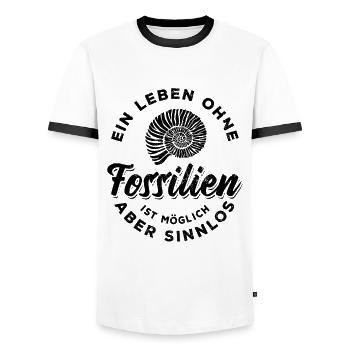 Ein Leben ohne Fossilien ist möglich aber sinnlos - Männer Kontrast-T-Shirt - Weiß/Schwarz - Vorne - AI Model Female 172 light (172cm) & AI Model Male 178 dark (178cm)