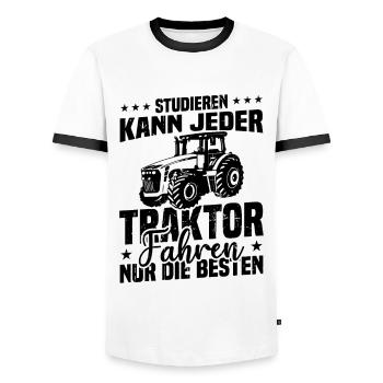 Studieren kann jeder traktor fahren nur die besten - Männer Kontrast-T-Shirt - Weiß/Schwarz - Vorne - AI Model Female 172 light (172cm) & AI Model Male 178 dark (178cm)