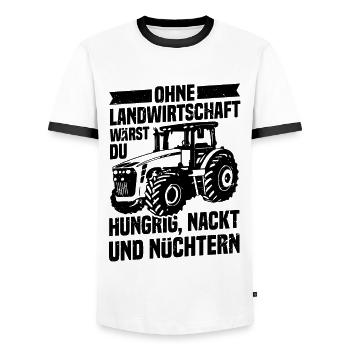 Ohne Landwirtschaft Hungrig Nackt Und Nüchtern - Männer Kontrast-T-Shirt - Weiß/Schwarz - Vorne - AI Model Female 172 light (172cm) & AI Model Male 178 dark (178cm)