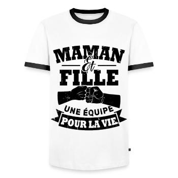 Maman et fille une équipe pour la vie - T-shirt contrasté Homme - blanc/noir - Devant - AI Model Female 172 light (172cm) & AI Model Male 178 dark (178cm)