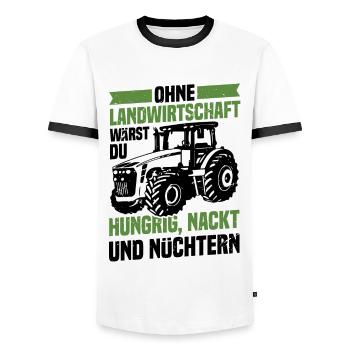 Ohne Landwirtschaft Hungrig Nackt Und Nüchtern - Männer Kontrast-T-Shirt - Weiß/Schwarz - Vorne - AI Model Female 172 light (172cm) & AI Model Male 178 dark (178cm)