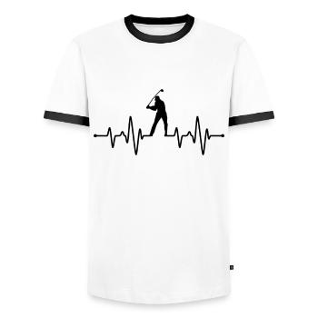 Golf heartbeat - Men's Ringer Shirt - white/black - Front - AI Model Female 172 light (172cm) & AI Model Male 178 dark (178cm)