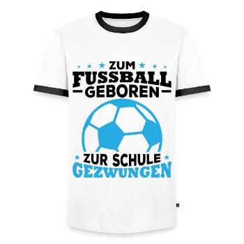 Zum fussball geboren zur schule gezwungen - Männer Kontrast-T-Shirt - Weiß/Schwarz - Vorne - AI Model Female 172 light (172cm) & AI Model Male 178 dark (178cm)