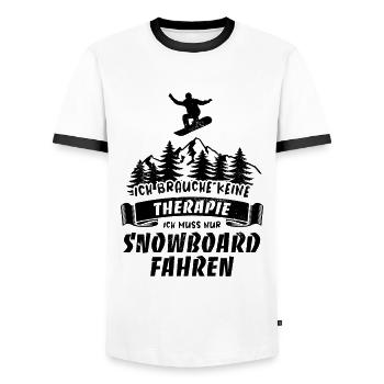 Ich brauche keine Therapie, nur Snowboard fahren - Männer Kontrast-T-Shirt - Weiß/Schwarz - Vorne - AI Model Female 172 light (172cm) & AI Model Male 178 dark (178cm)