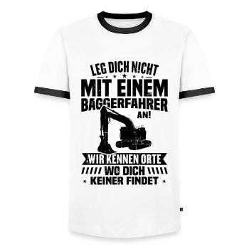 Leg dich nicht mit einem baggerfahrer - Männer Kontrast-T-Shirt - Weiß/Schwarz - Vorne - AI Model Female 172 light (172cm) & AI Model Male 178 dark (178cm)