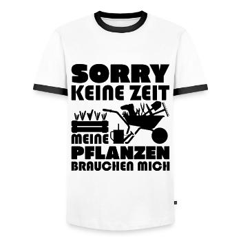 Sorry no time my plants need me - Men's Ringer Shirt - white/black - Front - AI Model Female 172 light (172cm) & AI Model Male 178 dark (178cm)