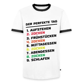 La journée parfaite pour jouer - T-shirt contrasté Homme - blanc/noir - Devant - AI Model Female 172 light (172cm) & AI Model Male 178 dark (178cm)