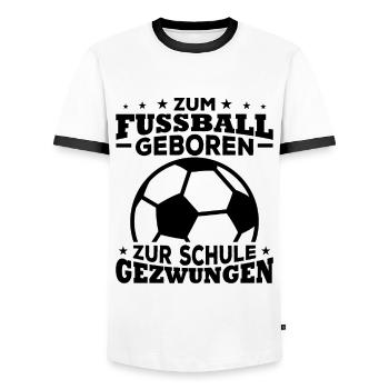 Zum fussball geboren zur schule gezwungen - Männer Kontrast-T-Shirt - Weiß/Schwarz - Vorne - AI Model Female 172 light (172cm) & AI Model Male 178 dark (178cm)