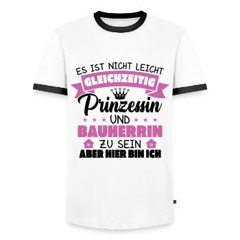 Prinzessin und Bauherrin - Männer Kontrast-T-Shirt - Weiß/Schwarz - Vorne - AI Model Female 172 light (172cm) & AI Model Male 178 dark (178cm)
