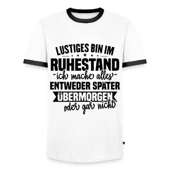 Lustiges Ruhestand Sprüche Geschenk - Männer Kontrast-T-Shirt - Weiß/Schwarz - Vorne - AI Model Female 172 light (172cm) & AI Model Male 178 dark (178cm)